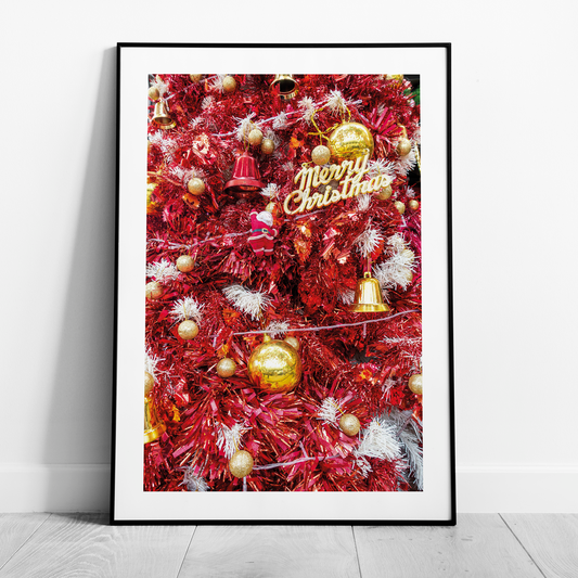 Pink & Gold Christmas Tree Decorations - Rolled Poster Wall Art Print - House Prints