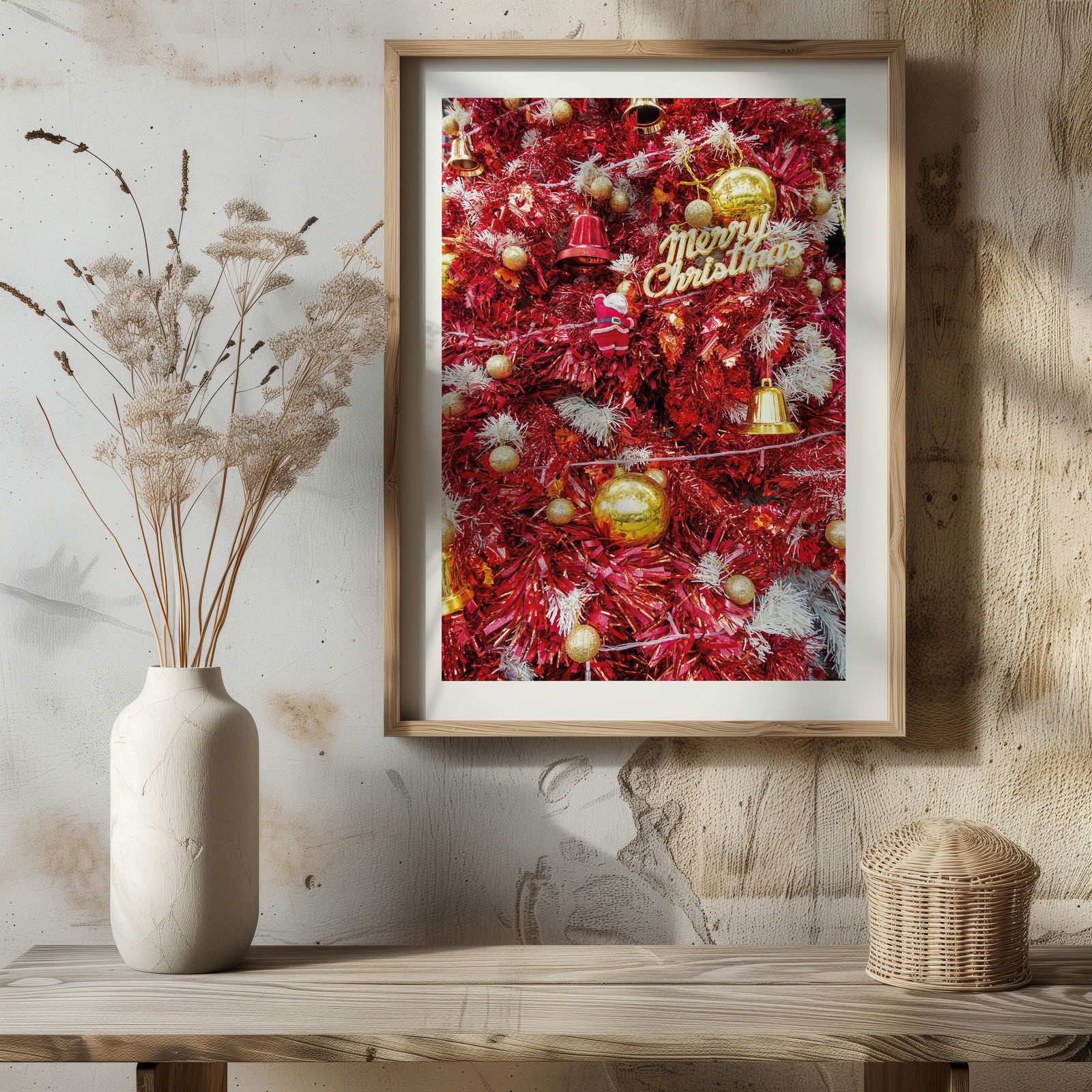 Pink & Gold Christmas Tree Decorations - Rolled Poster Wall Art Print | House Prints