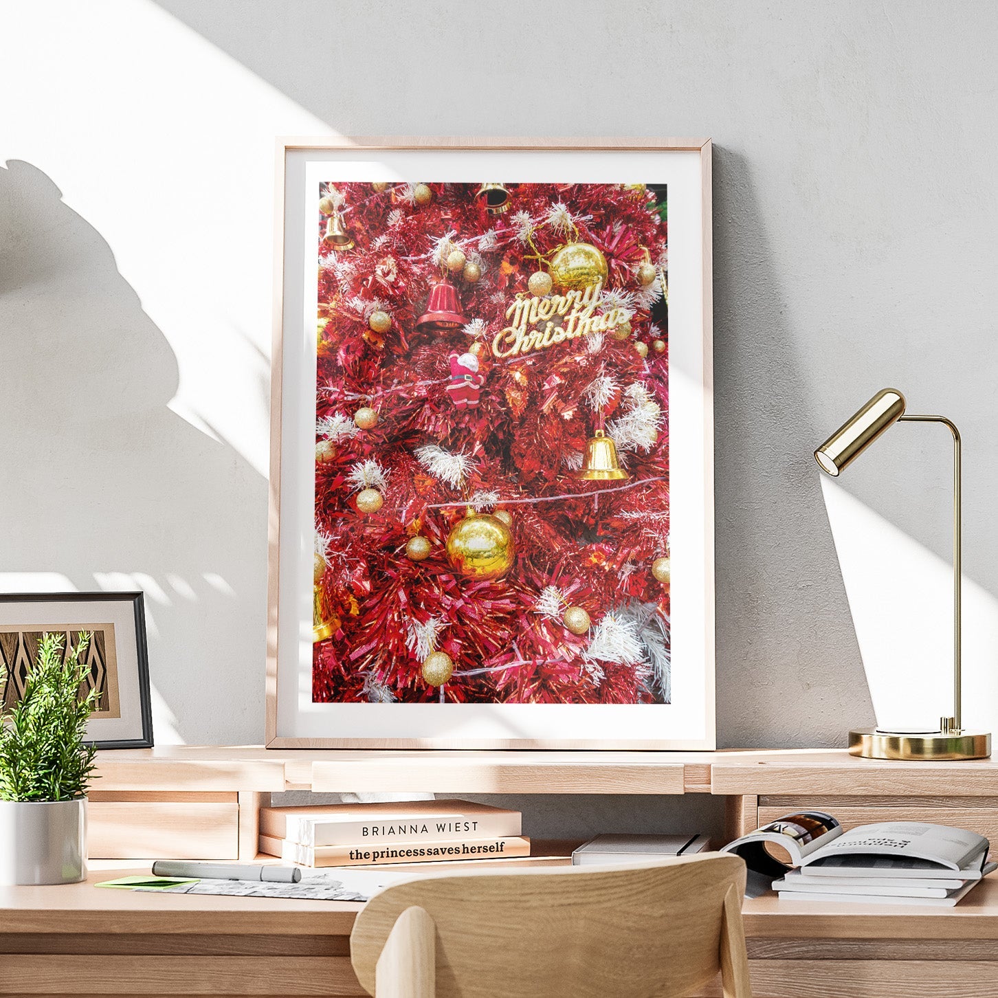 Pink & Gold Christmas Tree Decorations - Rolled Poster Wall Art Print | House Prints