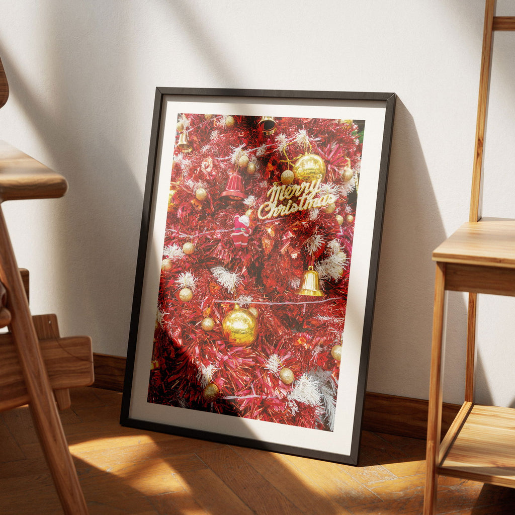 Pink & Gold Christmas Tree Decorations - Rolled Poster Wall Art Print | House Prints