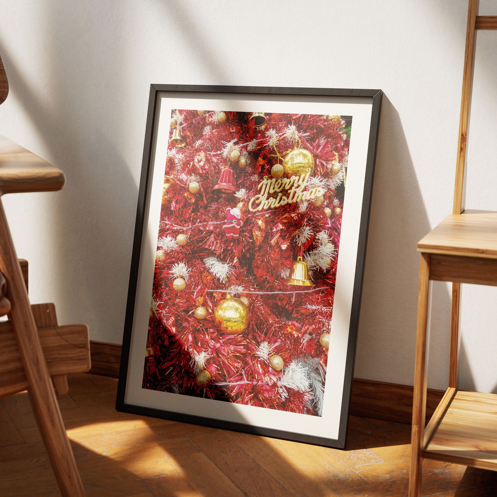 Pink & Gold Christmas Tree Decorations - Rolled Poster Wall Art Print | House Prints