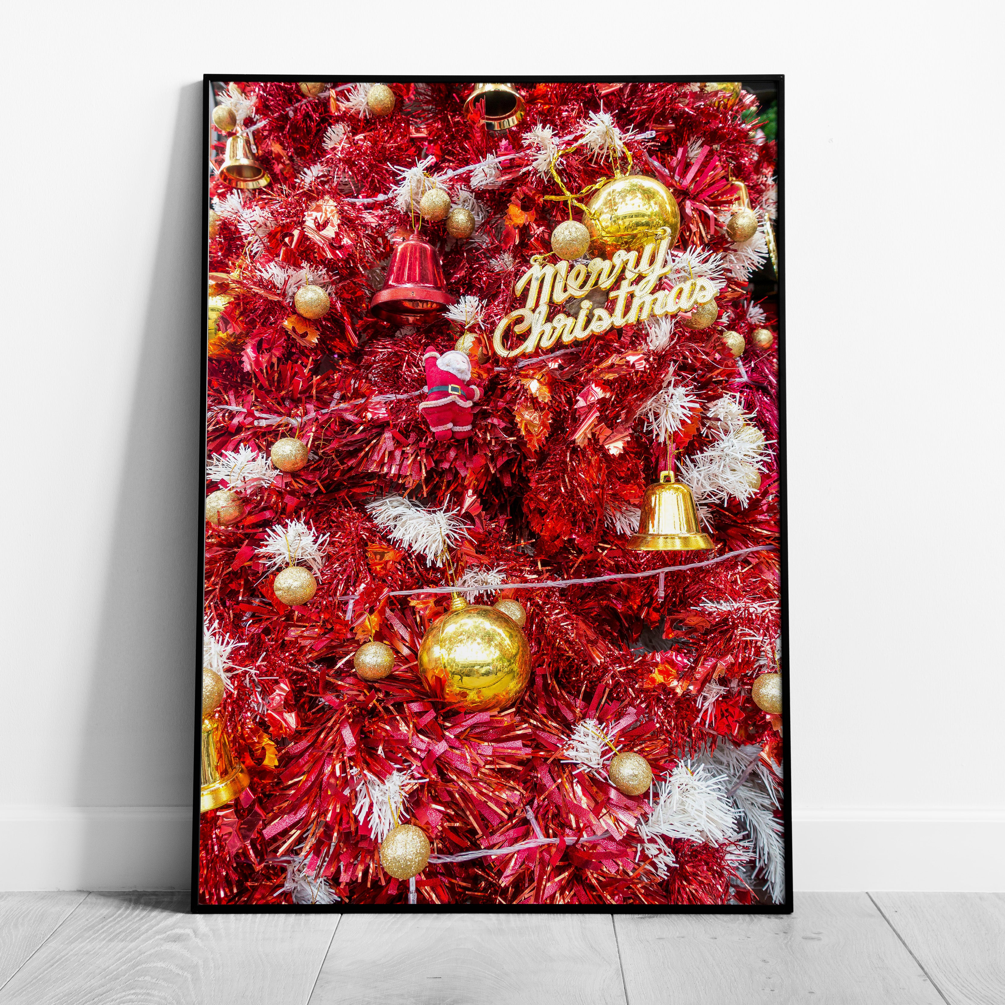 Pink & Gold Christmas Tree Decorations - Rolled Poster Wall Art Print | House Prints
