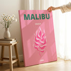 Pink & Green Malibu Beach California Travel - Framed Canvas Wall Art Print | House Prints