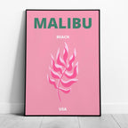 Pink & Green Malibu Beach California Travel - Rolled Poster Wall Art Print | House Prints