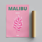 Pink & Green Malibu Beach California Travel - Rolled Poster Wall Art Print | House Prints