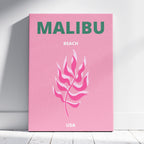 Pink & Green Malibu Beach California Travel - Framed Canvas Wall Art Print | House Prints