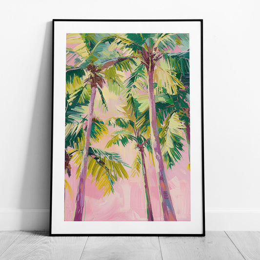 Pink Paradise Sunset Palm Trees - Rolled Poster Wall Art Print - House Prints