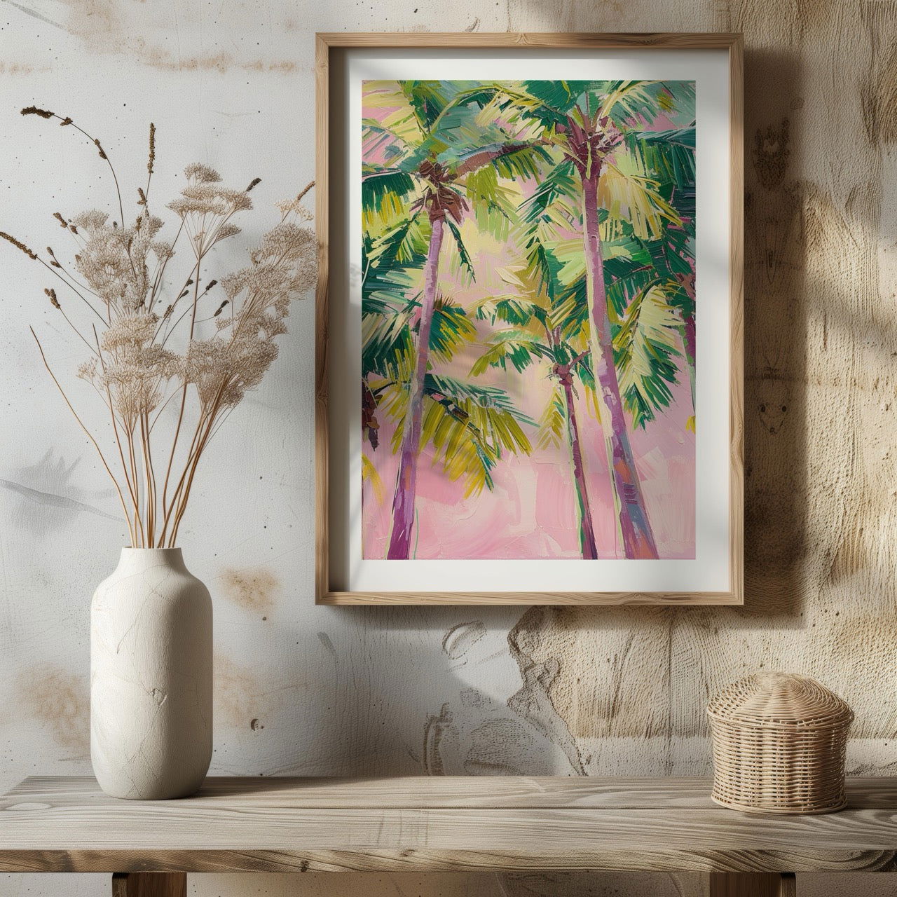 Pink Paradise Sunset Palm Trees - Rolled Poster Wall Art Print - House Prints