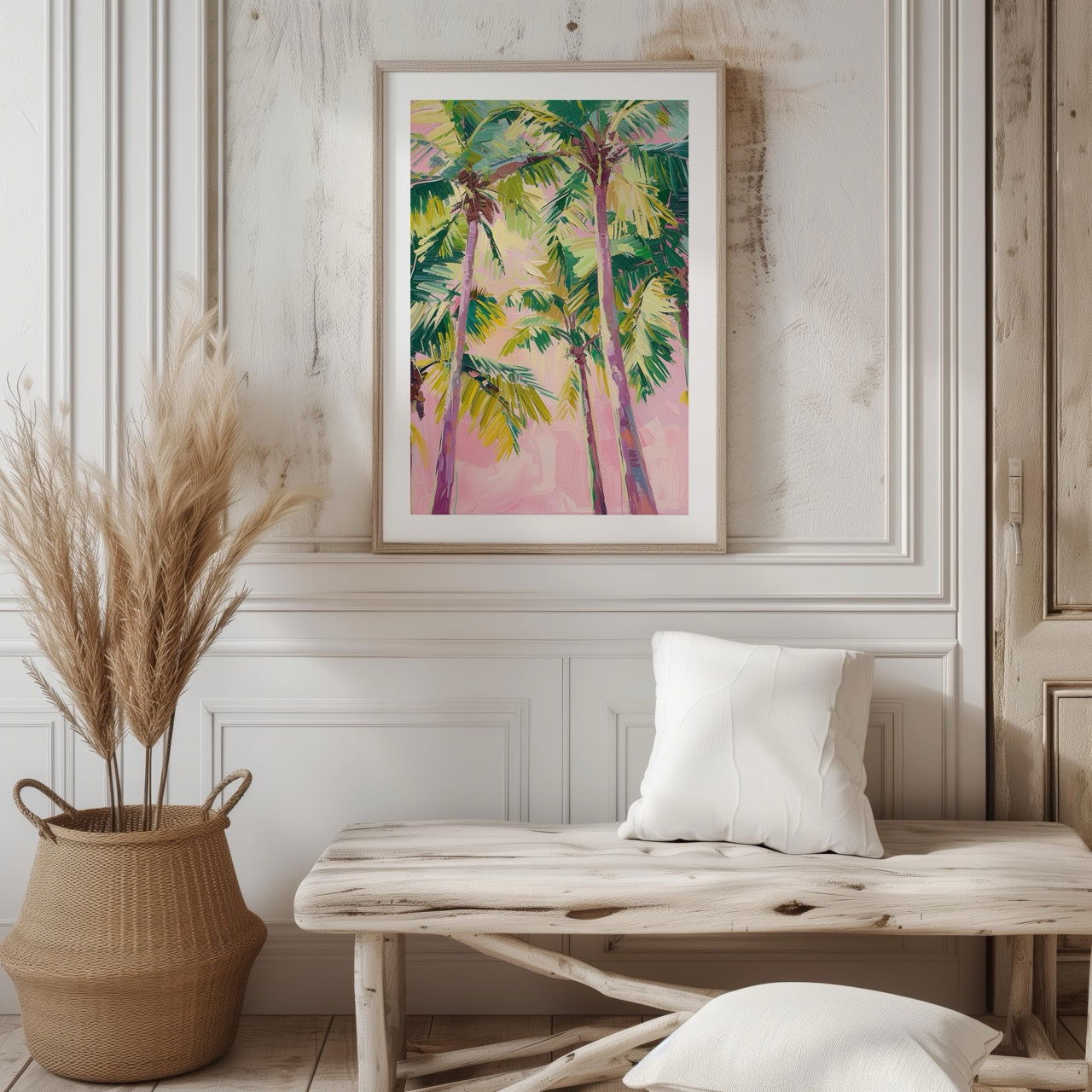 Pink Paradise Sunset Palm Trees - Rolled Poster Wall Art Print | House Prints