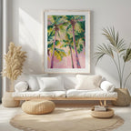 Pink Paradise Sunset Palm Trees - Rolled Poster Wall Art Print | House Prints