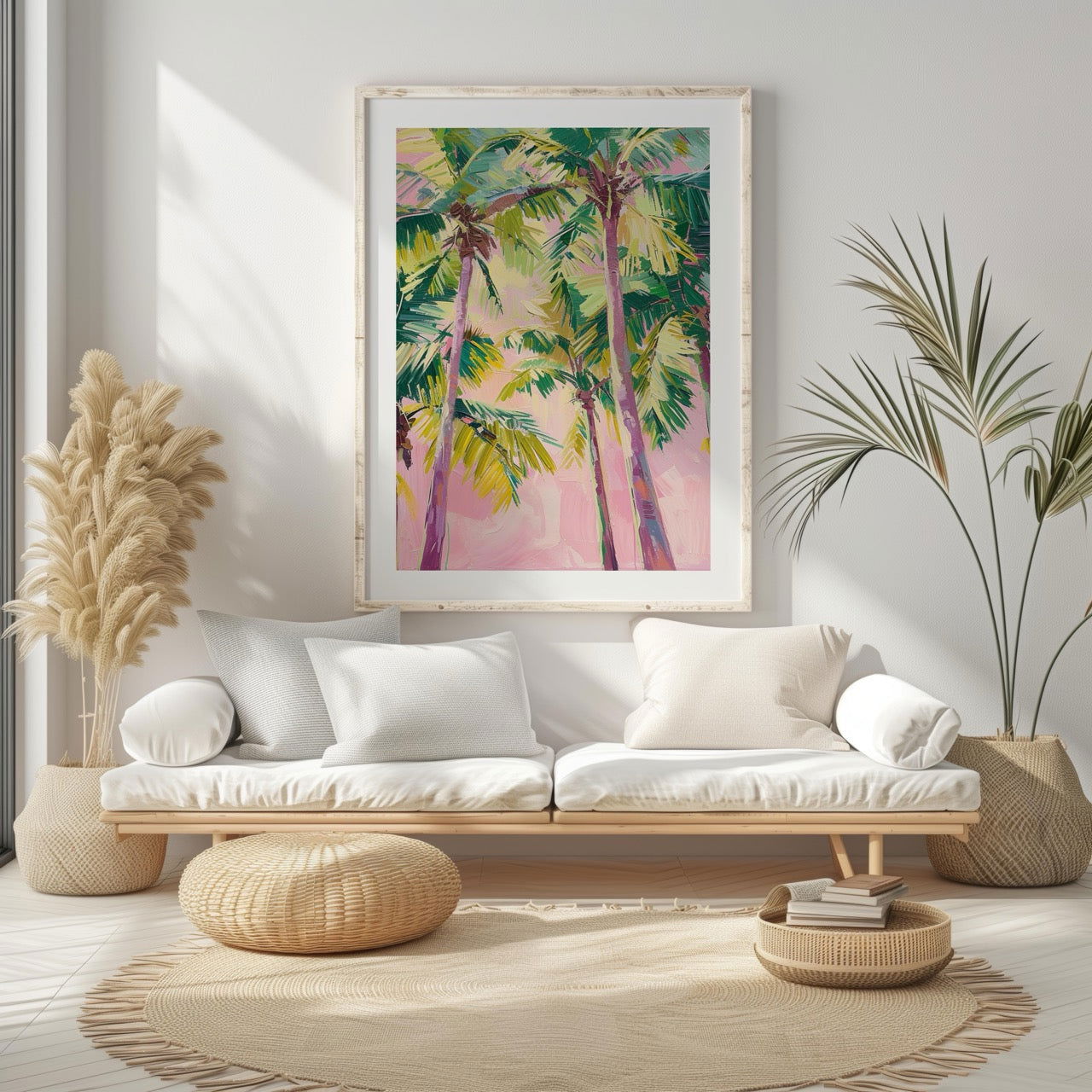 Pink Paradise Sunset Palm Trees - Rolled Poster Wall Art Print | House Prints