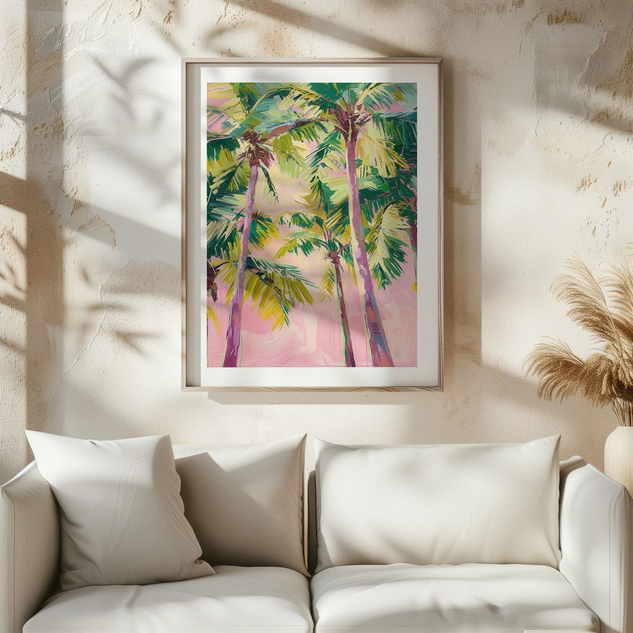 Pink Paradise Sunset Palm Trees - Rolled Poster Wall Art Print - House Prints