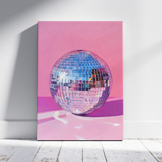 Pink Party Disco Ball Reflections - Framed Canvas Wall Art Print - House Prints