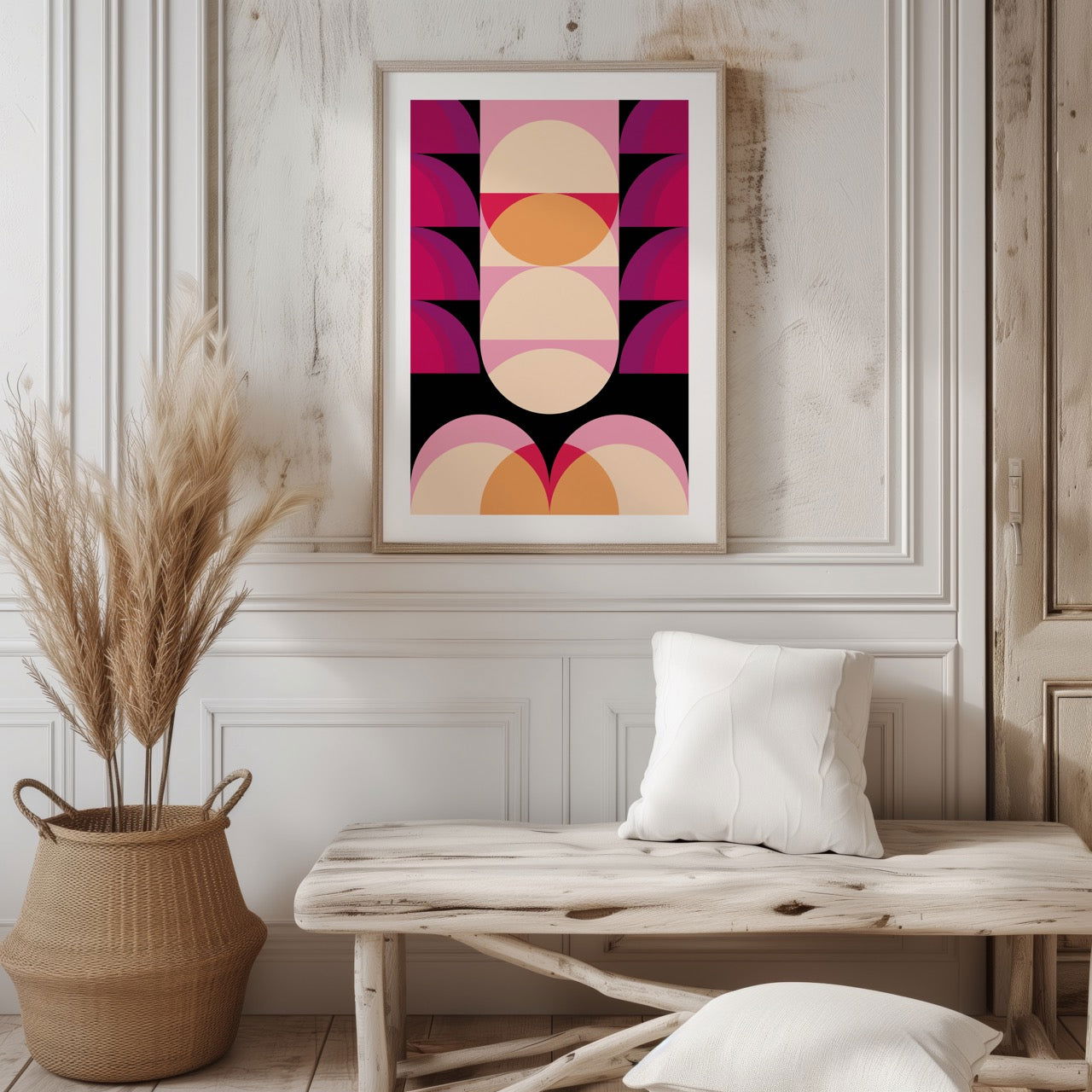 Pink & Peach Modern Abstract Circles - Rolled Poster Wall Art Print - House Prints