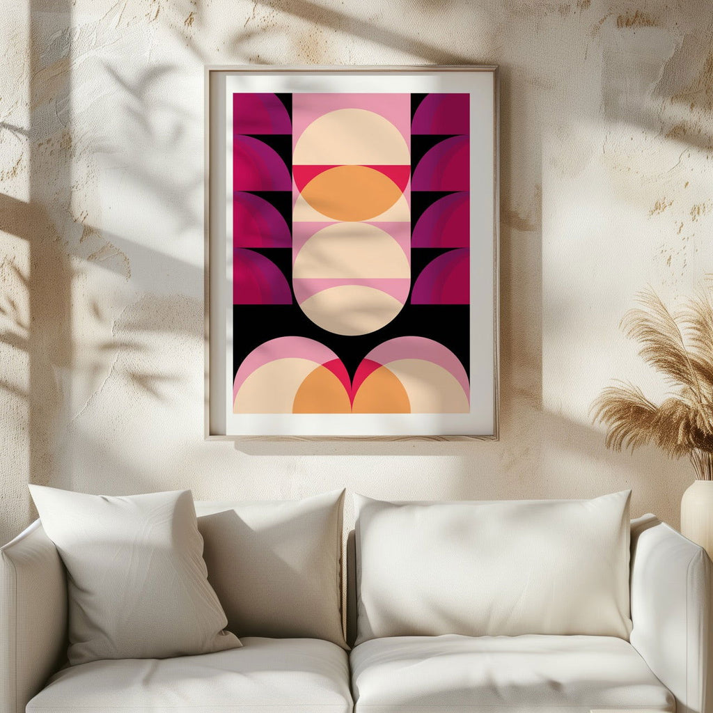 Pink & Peach Modern Abstract Circles - Rolled Poster Wall Art Print | House Prints