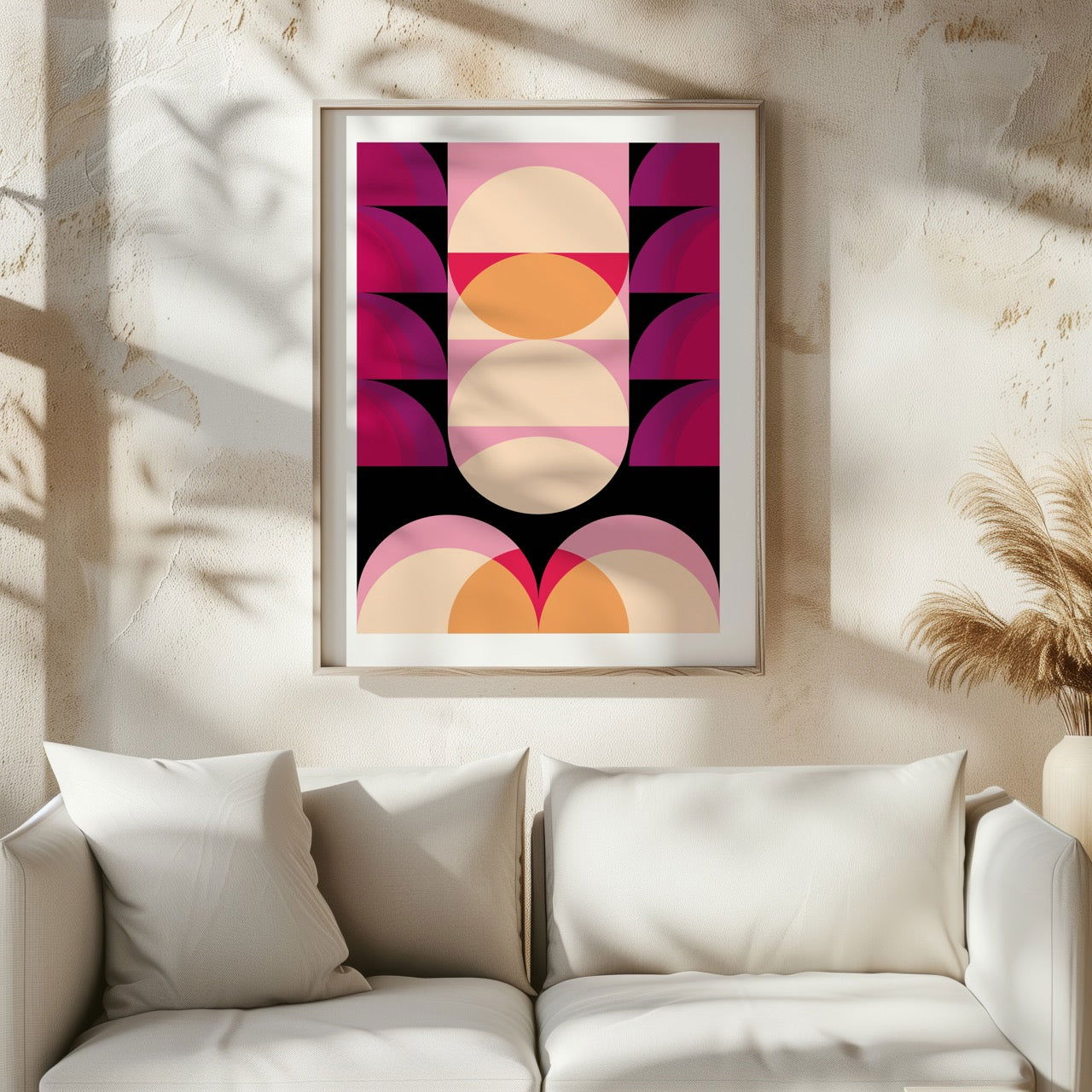 Pink & Peach Modern Abstract Circles - Rolled Poster Wall Art Print - House Prints