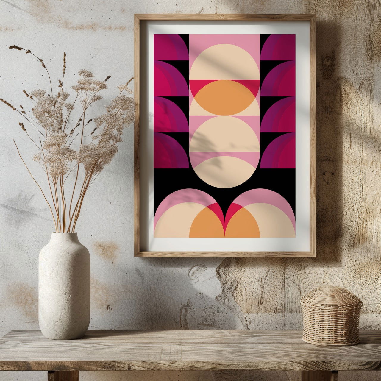 Pink & Peach Modern Abstract Circles - Rolled Poster Wall Art Print - House Prints