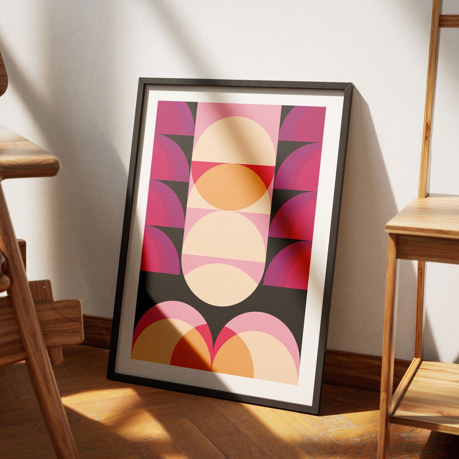 Pink & Peach Modern Abstract Circles - Rolled Poster Wall Art Print - House Prints