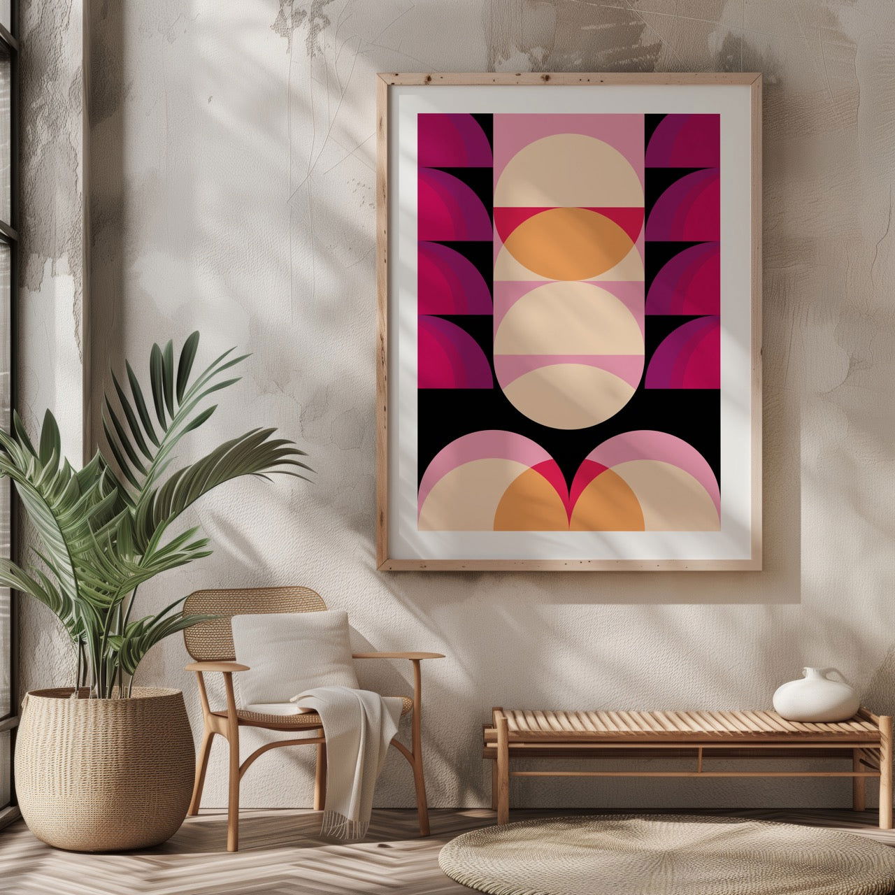 Pink & Peach Modern Abstract Circles - Rolled Poster Wall Art Print - House Prints