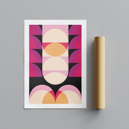 Pink & Peach Modern Abstract Circles - Rolled Poster Wall Art Print - House Prints