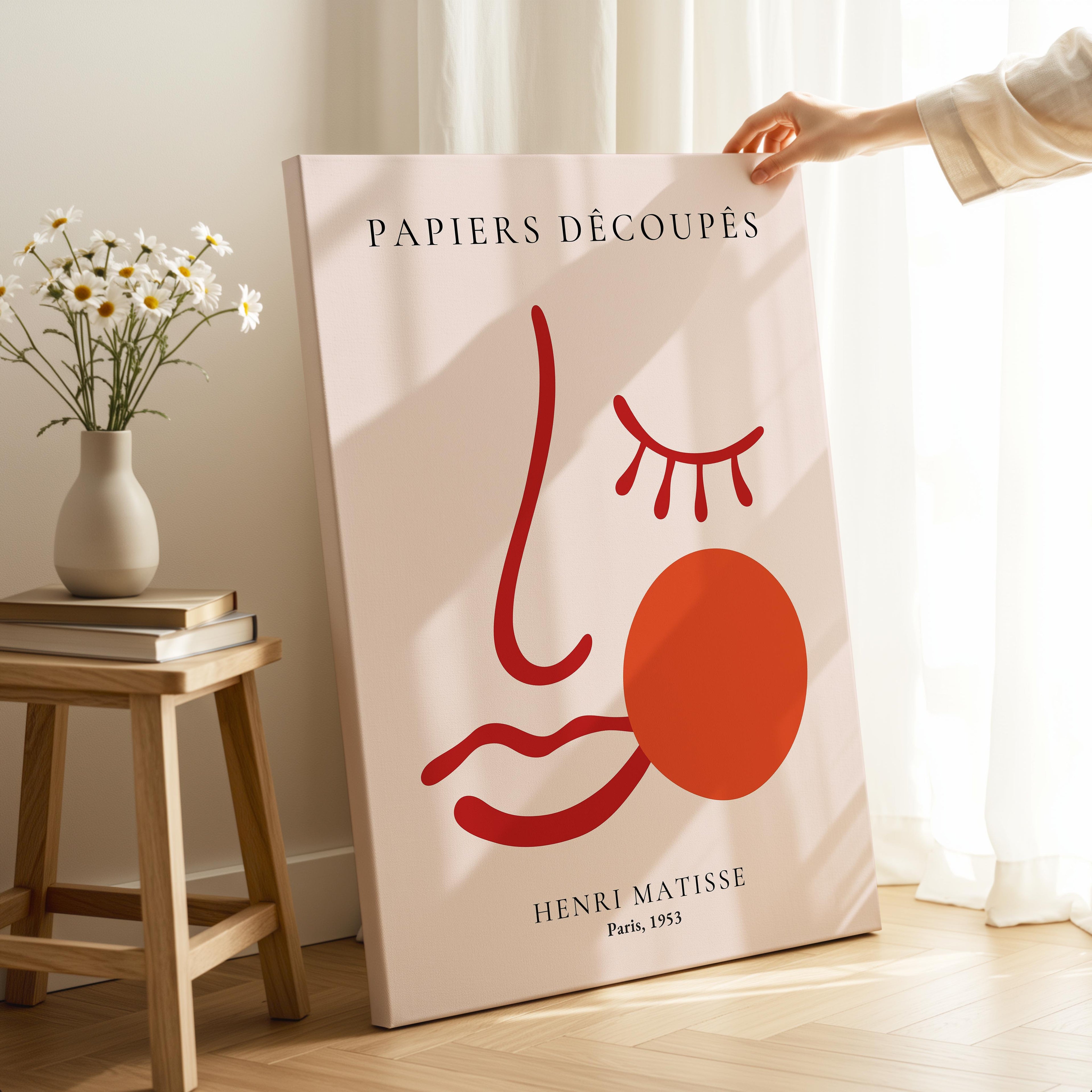 Pink & Red Face Papiers Découpés - Henri Matisse - Framed Canvas Wall Art Print