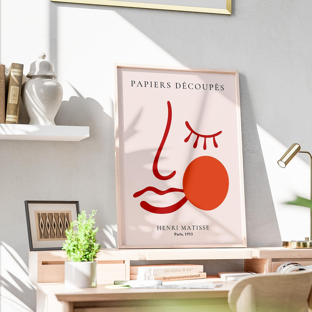 Pink & Red Face Papiers Découpés - Henri Matisse - Rolled Poster Wall Art Print | House Prints