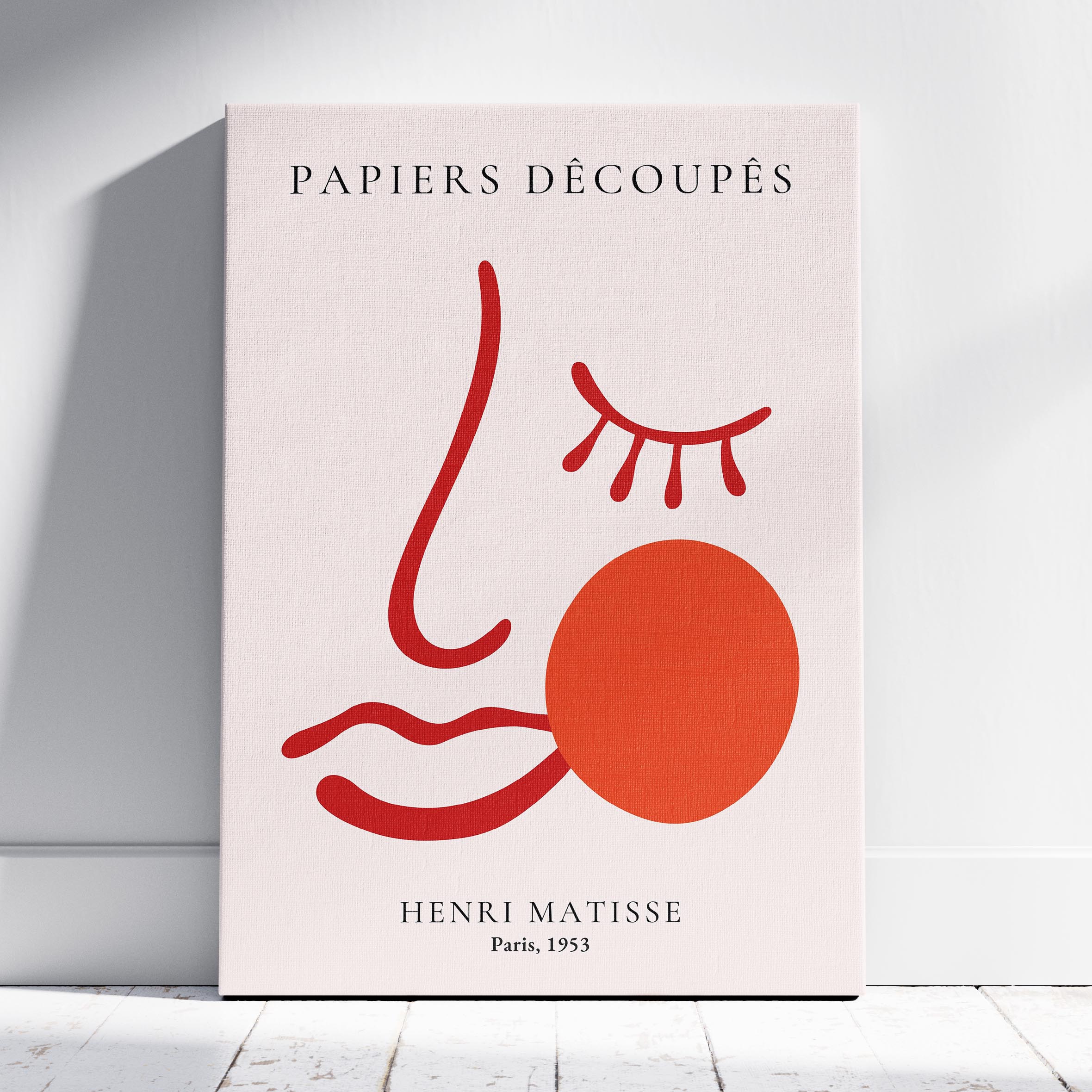 Pink & Red Face Papiers Découpés - Henri Matisse - Framed Canvas Wall Art Print