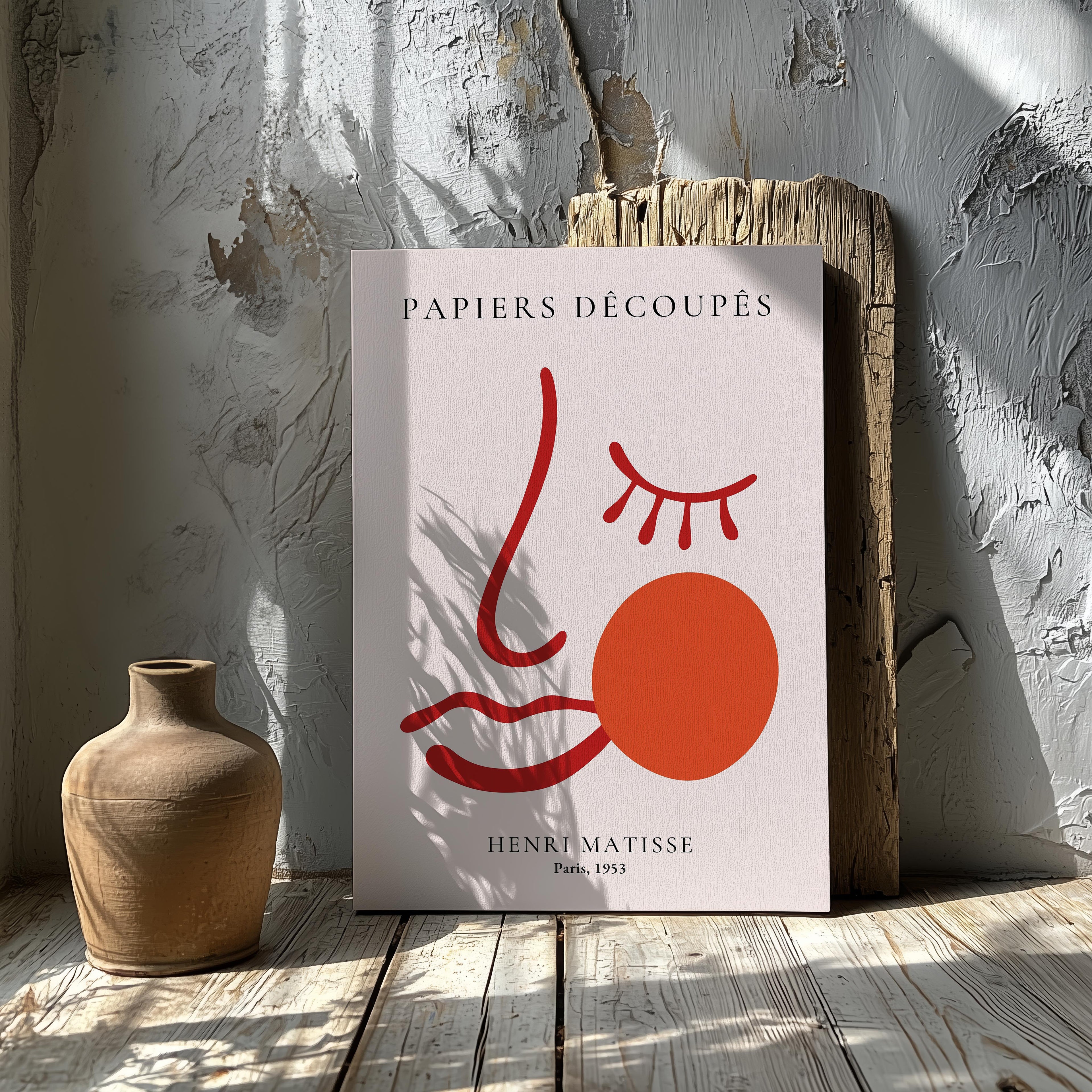 Pink & Red Face Papiers Découpés - Henri Matisse - Framed Canvas Wall Art Print