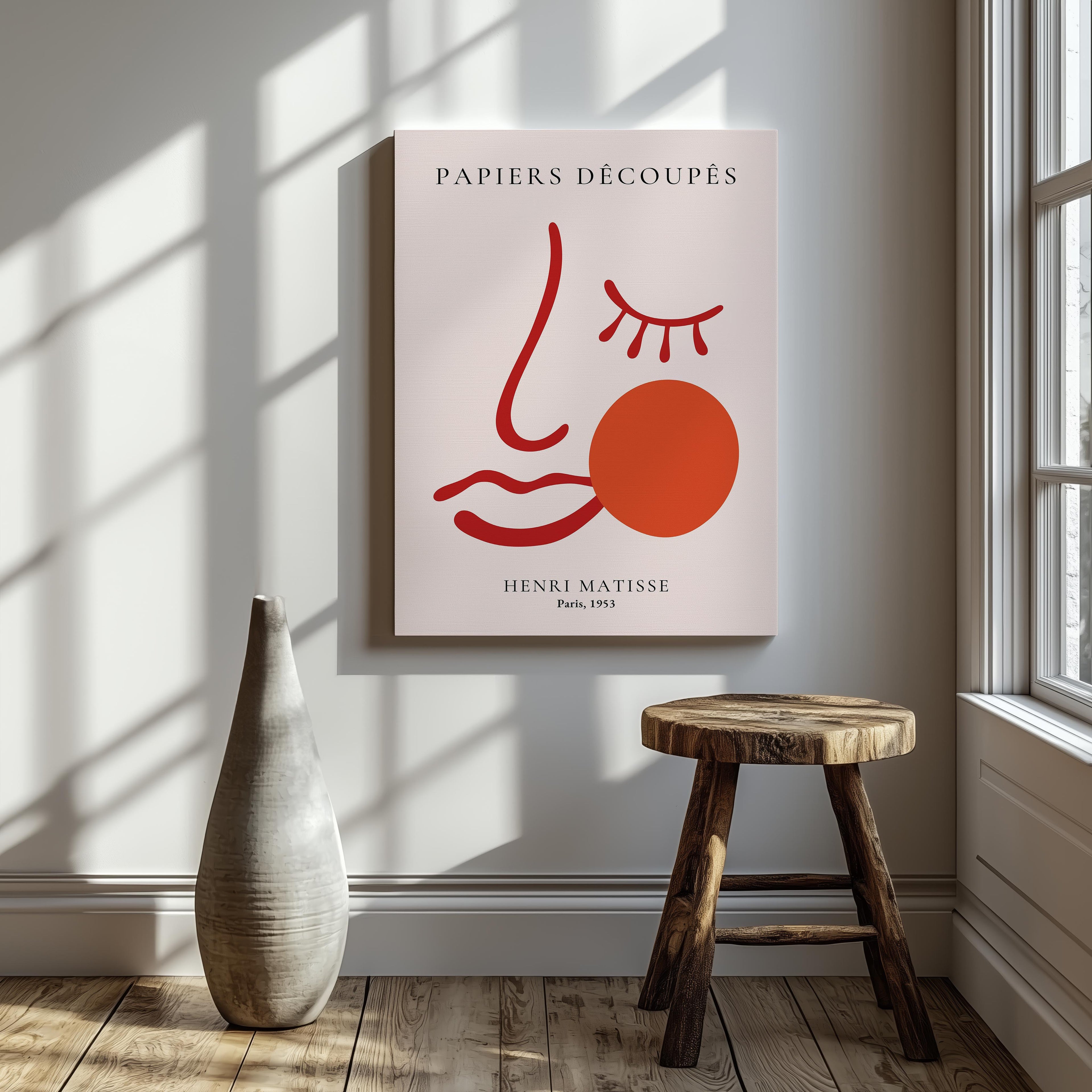 Pink & Red Face Papiers Découpés - Henri Matisse - Framed Canvas Wall Art Print