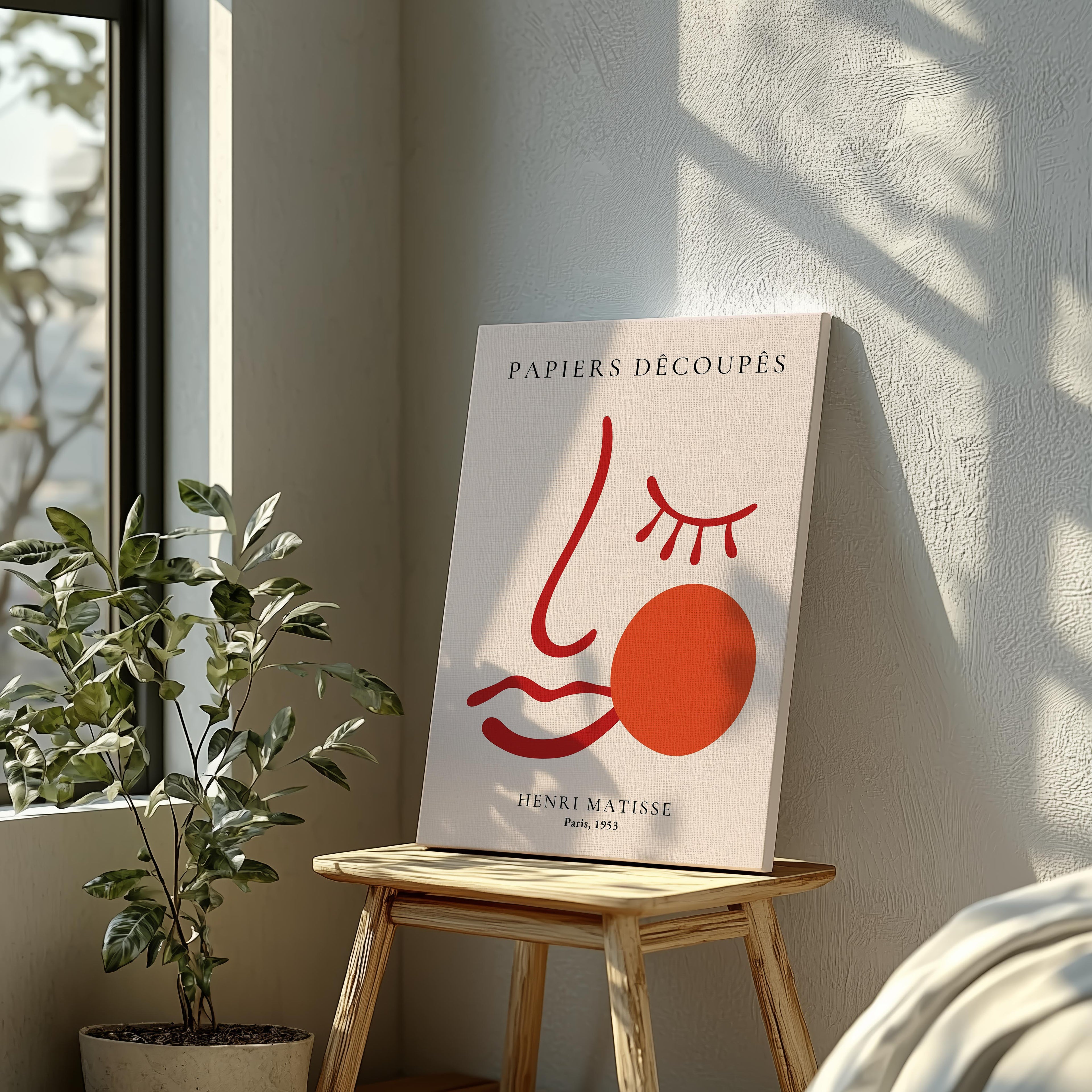 Pink & Red Face Papiers Découpés - Henri Matisse - Framed Canvas Wall Art Print
