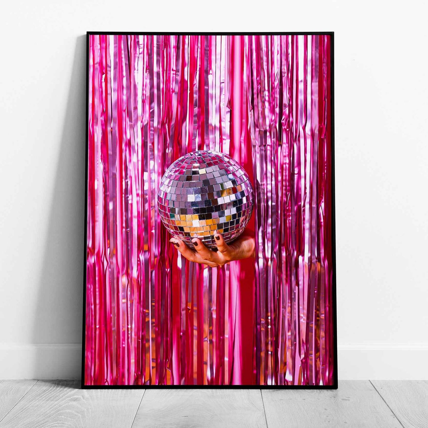 Pink Sparkle Disco Ball Party - Rolled Poster Wall Art Print - House Prints