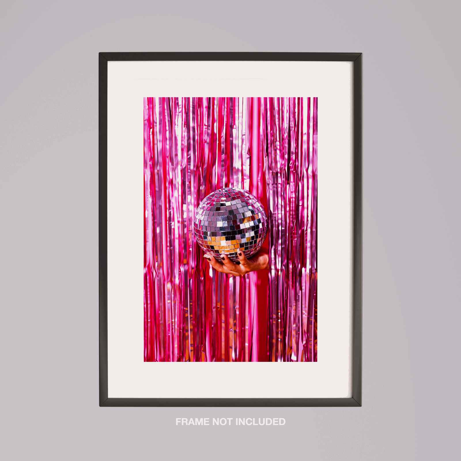Pink Sparkle Disco Ball Party - Rolled Poster Wall Art Print - House Prints