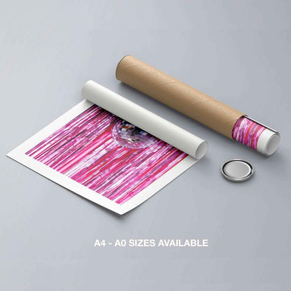 Pink Sparkle Disco Ball Party - Rolled Poster Wall Art Print - House Prints