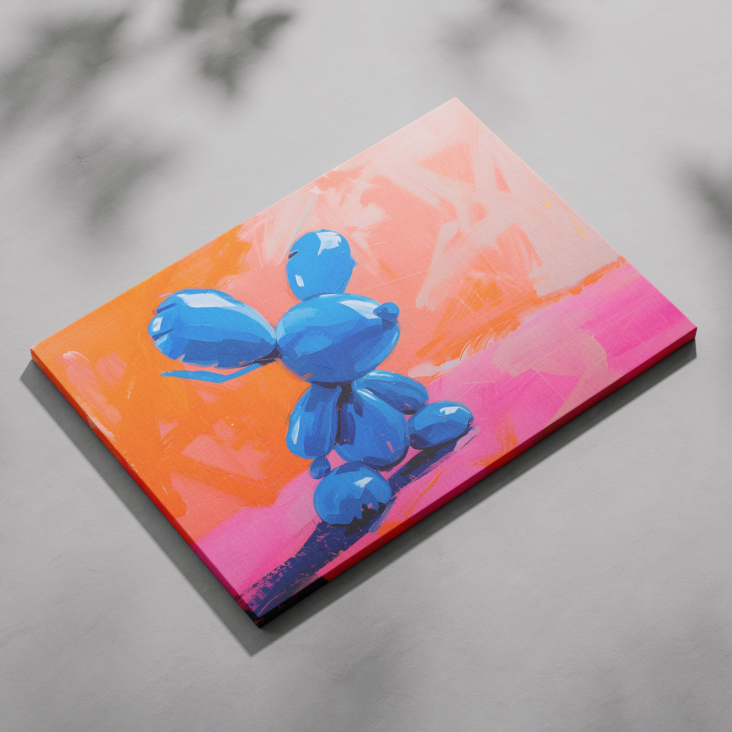 Playful Abstract Blue Balloon Bunny - Framed Canvas Wall Art Print | House Prints