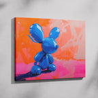 Playful Abstract Blue Balloon Bunny - Framed Canvas Wall Art Print | House Prints
