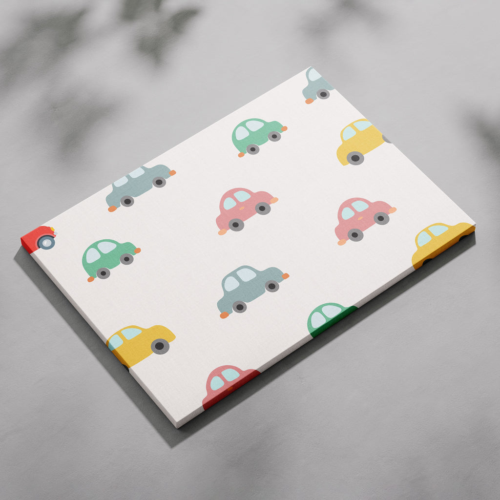 Playful Nursery Colourful Cars - Framed Canvas Wall Art Print | House Prints
