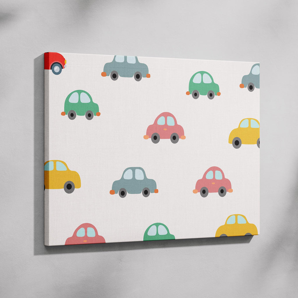 Playful Nursery Colourful Cars - Framed Canvas Wall Art Print | House Prints