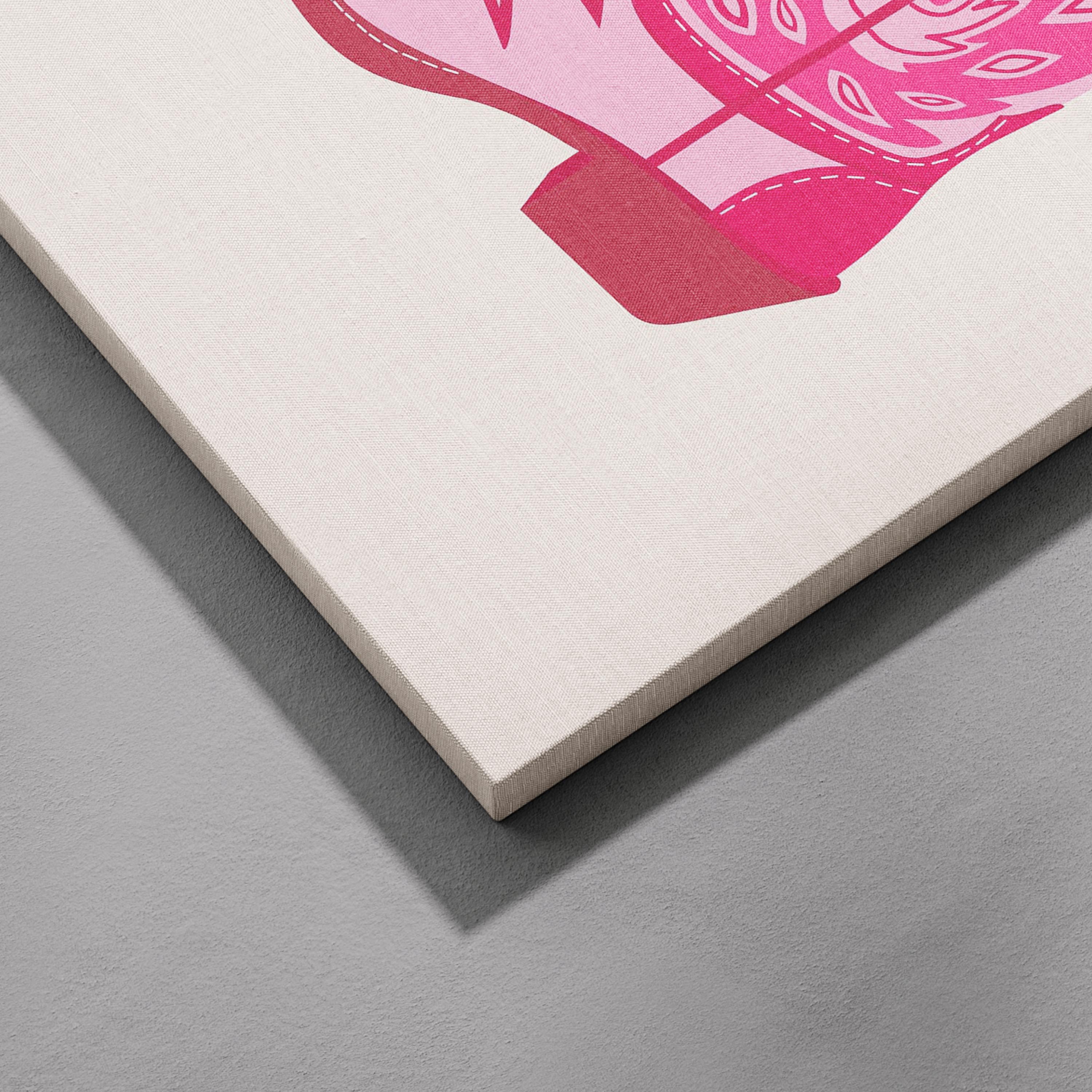 Playful Retro Pink Cowgirl Western Boots - Framed Canvas Wall Art Print | House Prints