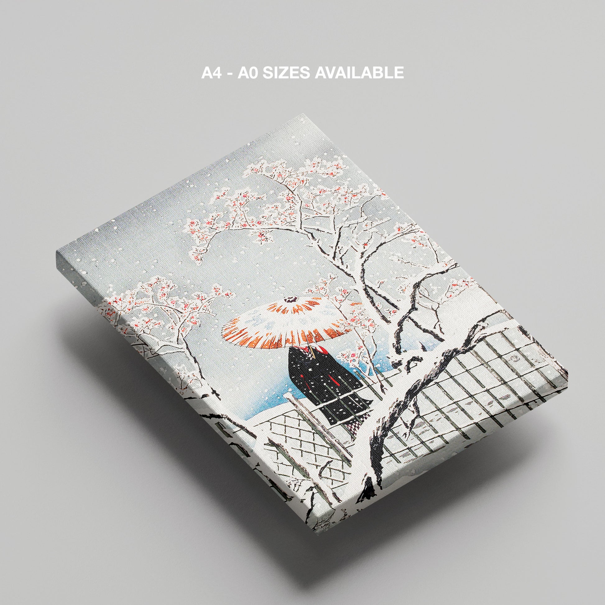 Plum Tree in Snow - Hiroaki Takahashi - Framed Canvas Wall Art Print - House Prints