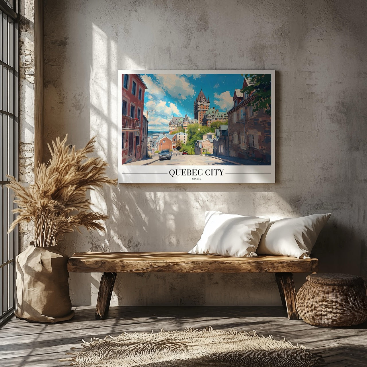 Quebec Canada World Travel Cityscape - Framed Canvas Wall Art Print - House Prints