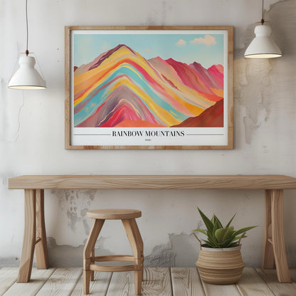 Rainbow Mountains Peru City World Travel - Rolled Poster Wall Art Print - House Prints