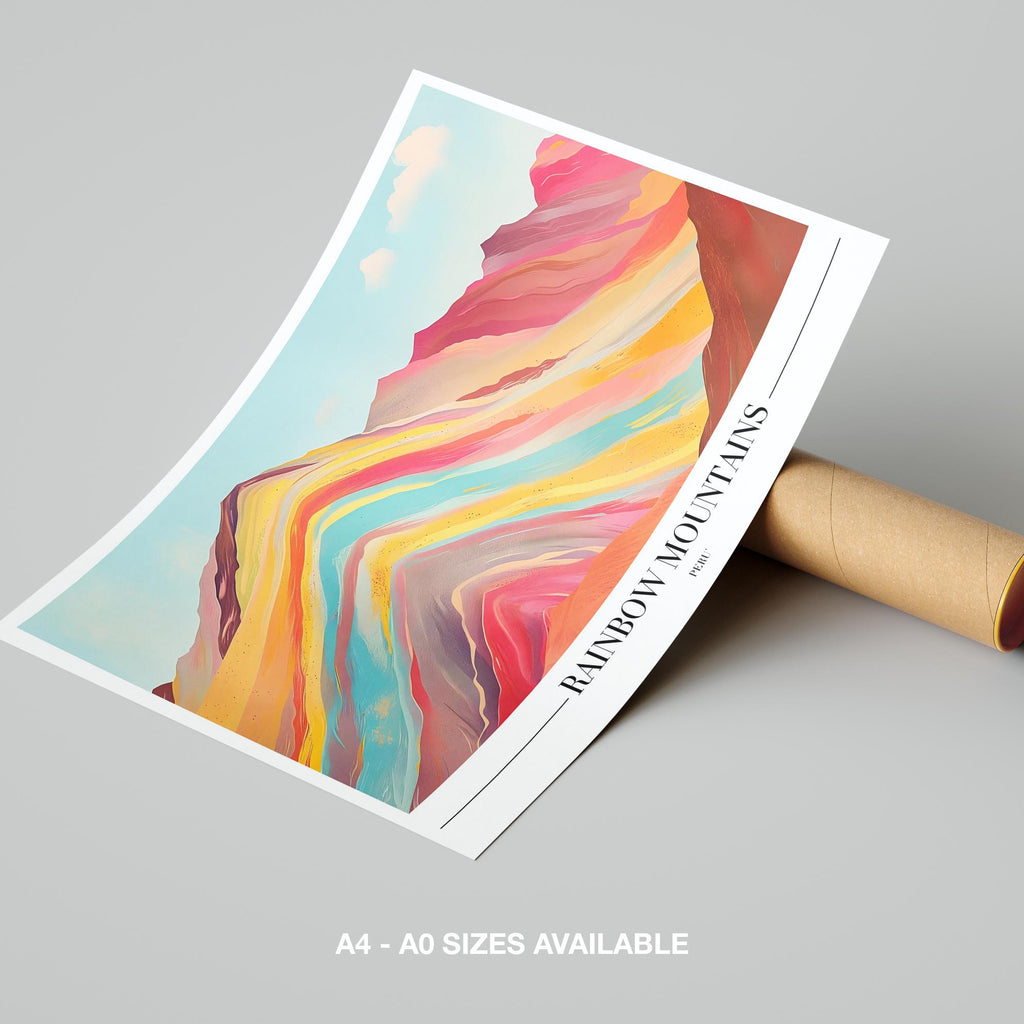 Rainbow Mountains Peru City World Travel - Rolled Poster Wall Art Print | House Prints