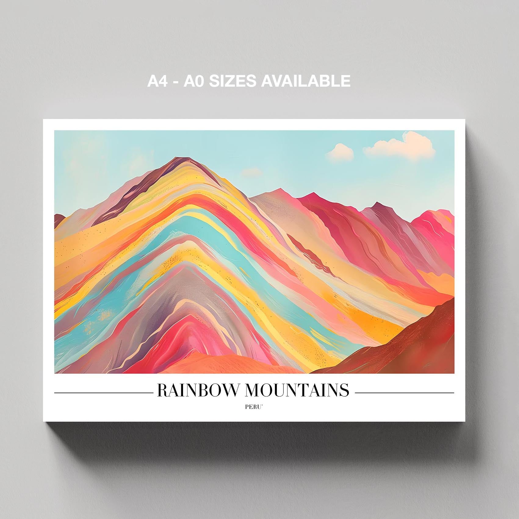 Rainbow Mountains Peru City World Travel - Framed Canvas Wall Art Print | House Prints