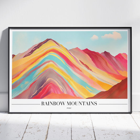 Rainbow Mountains Peru City World Travel - Rolled Poster Wall Art Print - House Prints