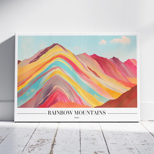 Rainbow Mountains Peru City World Travel - Framed Canvas Wall Art Print - House Prints