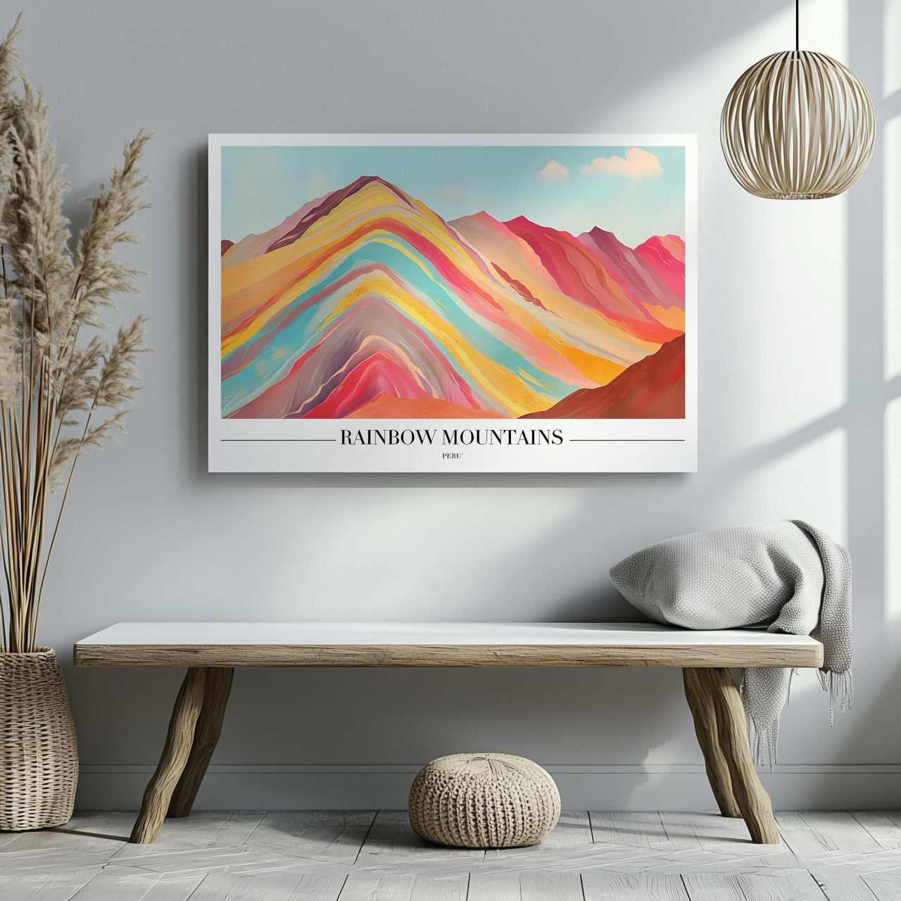 Rainbow Mountains Peru City World Travel - Framed Canvas Wall Art Print | House Prints