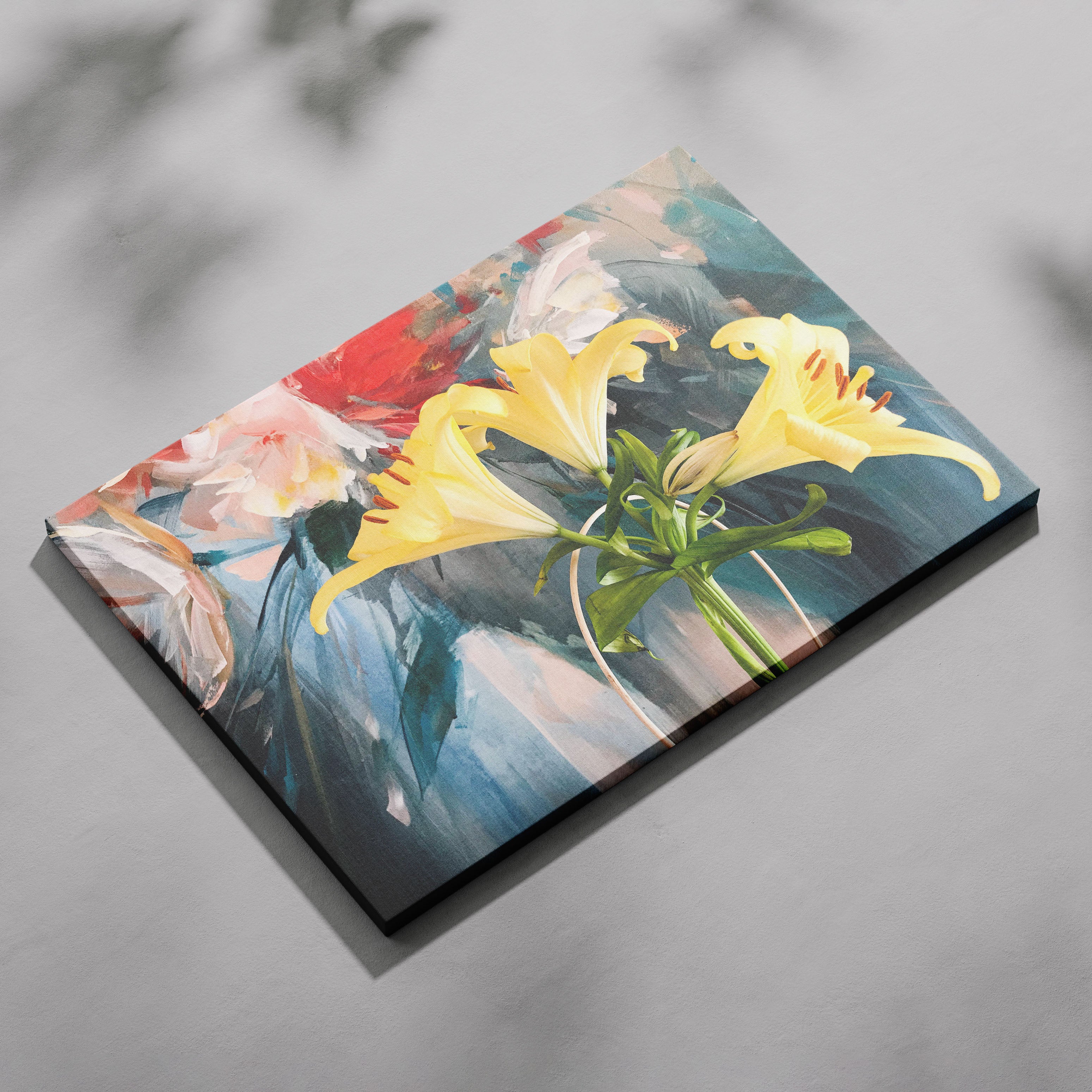 Radiant Yellow Lilies in Bloom - Framed Canvas Wall Art Print | House Prints