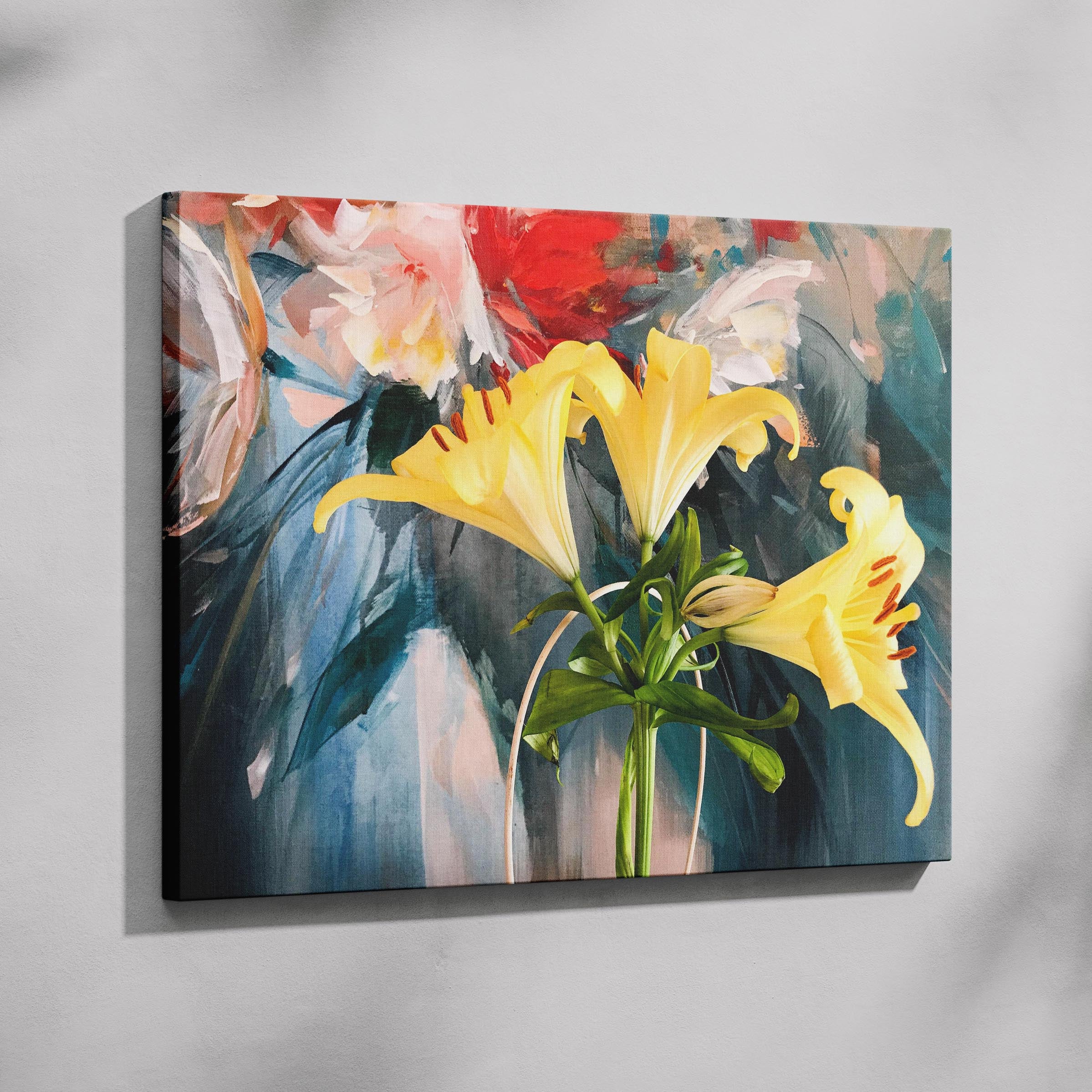 Radiant Yellow Lilies in Bloom - Framed Canvas Wall Art Print | House Prints
