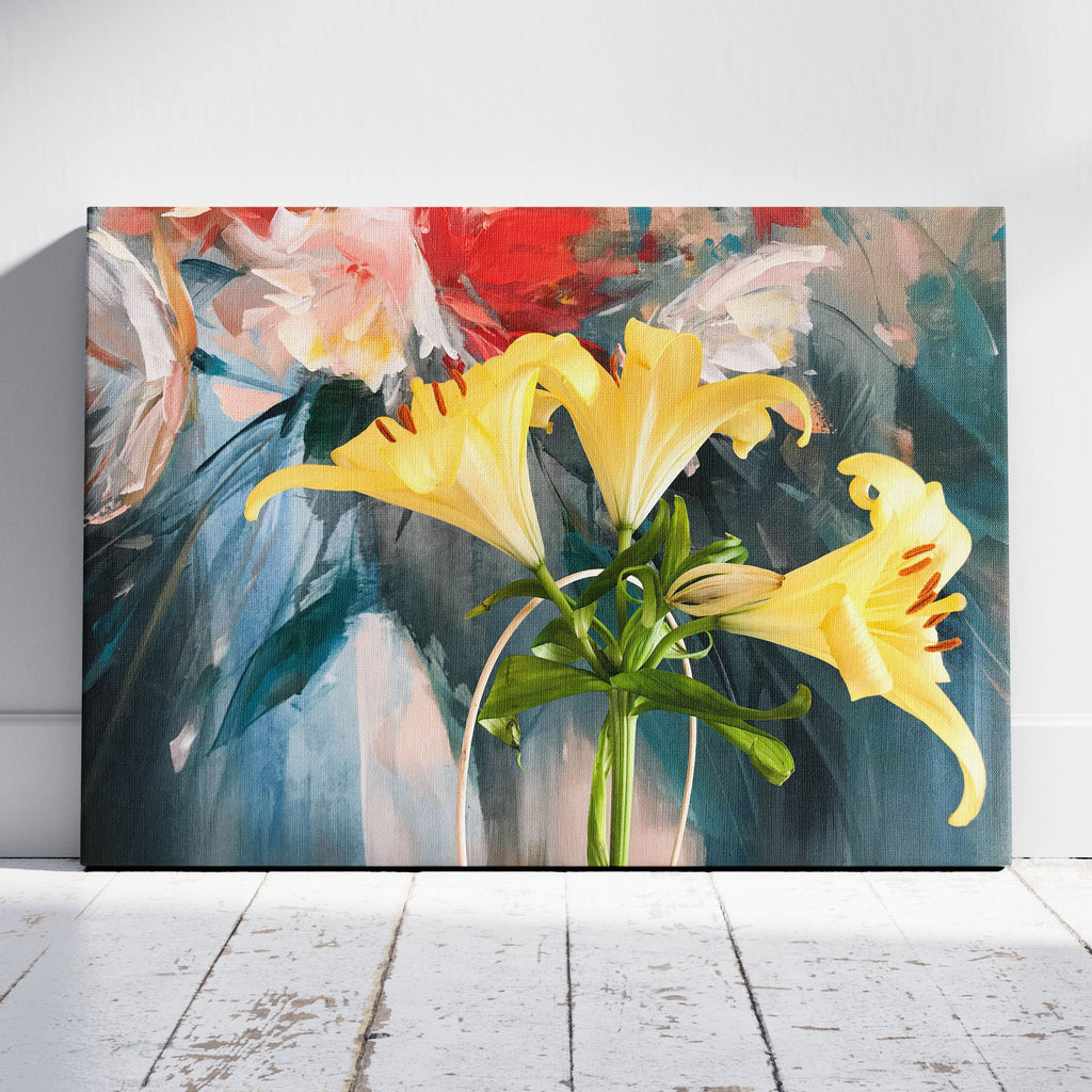 Radiant Yellow Lilies in Bloom - Framed Canvas Wall Art Print | House Prints