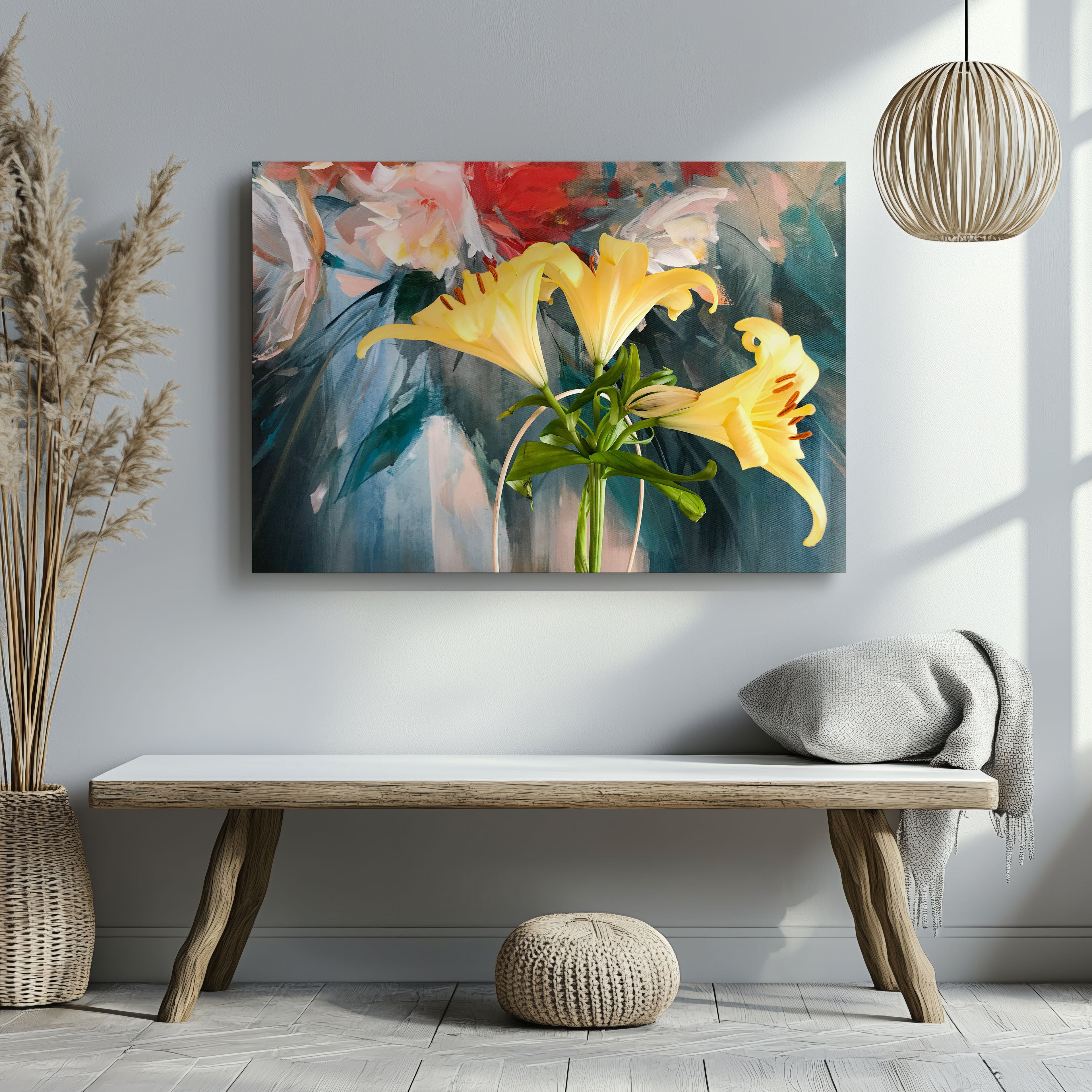 Radiant Yellow Lilies in Bloom - Framed Canvas Wall Art Print | House Prints